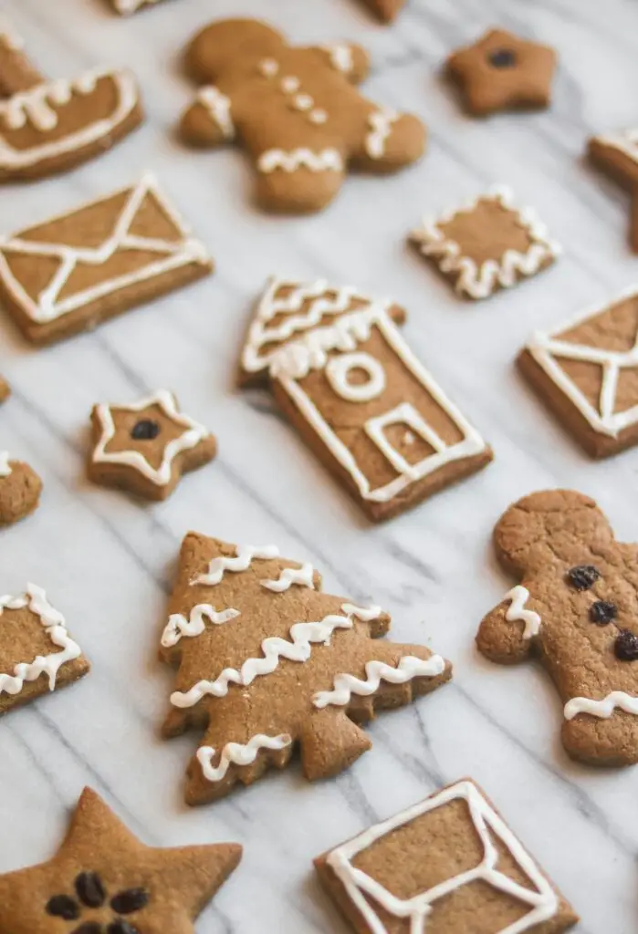 Holiday cookies spread on a table (travel tips).