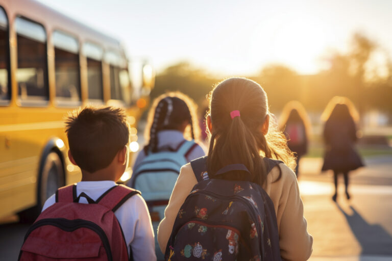It's back to school time and children are going into a school bus