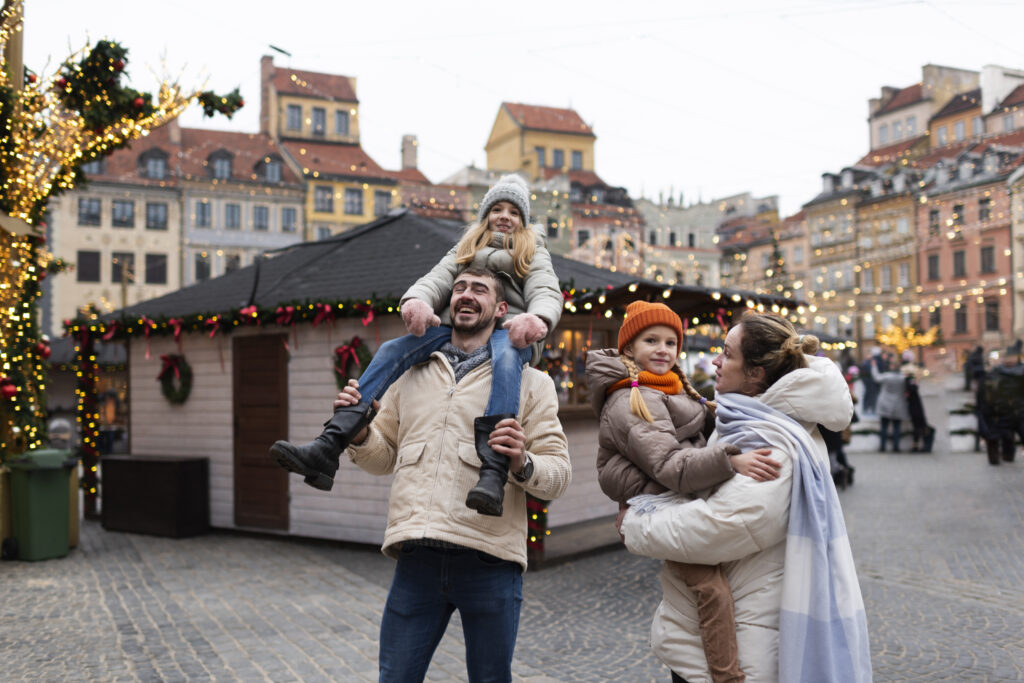 A family in Vienna because if was considered to be one of the Best Places to Travel in December