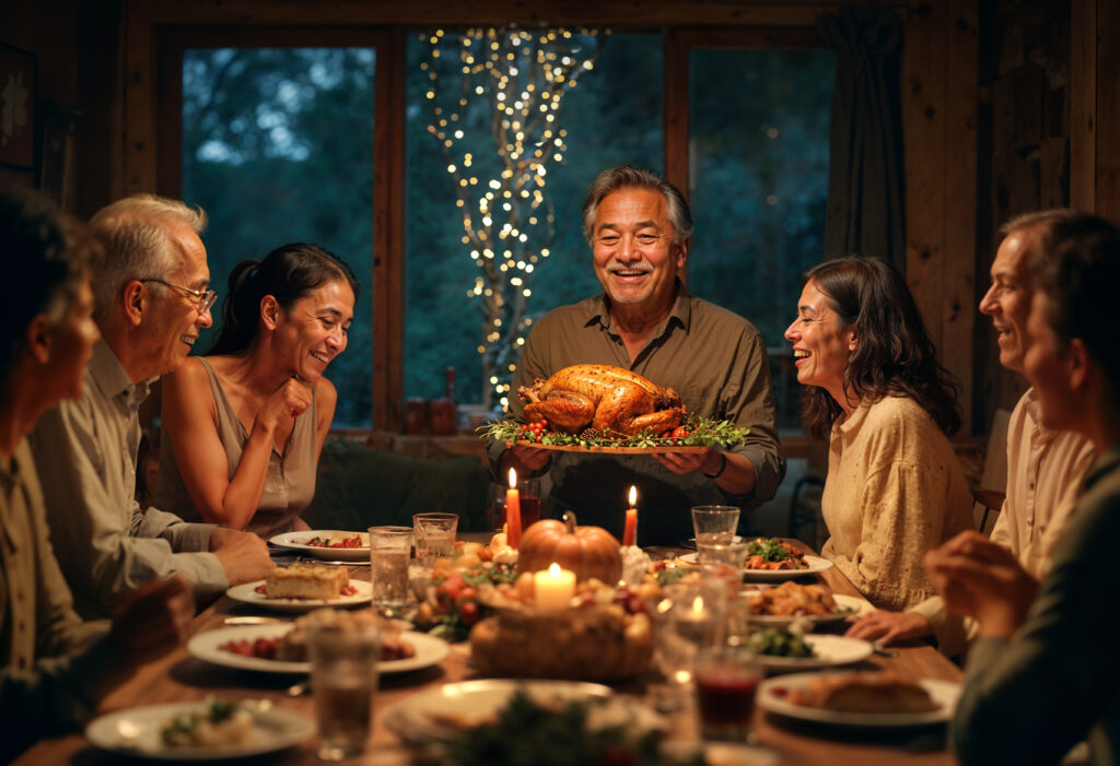 Mother who created a thanksgiving shopping list, and now enjoying her time.