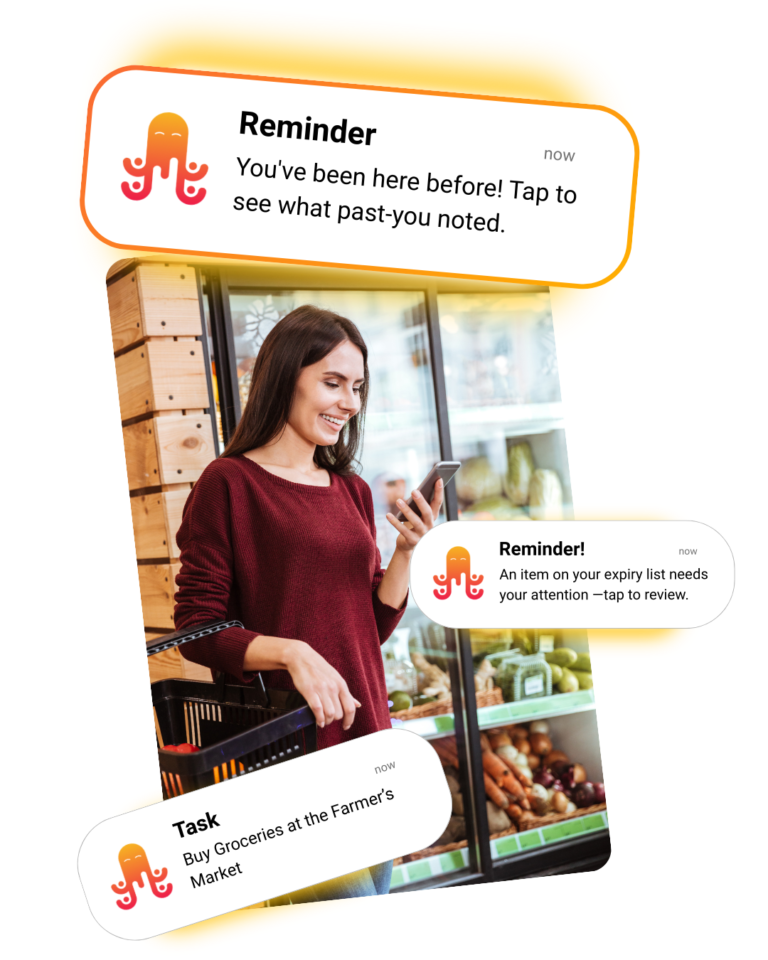 Woman using the reminders feature to recall important information that normally added to her mental load